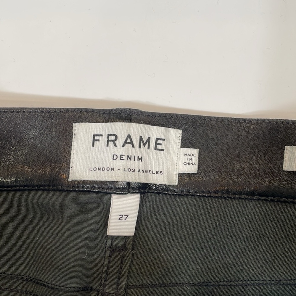 Frame 100% Leather Le Skinny de Jeanne Jeans Size 27 Black Luxury Jeans - Picture 4 of 14